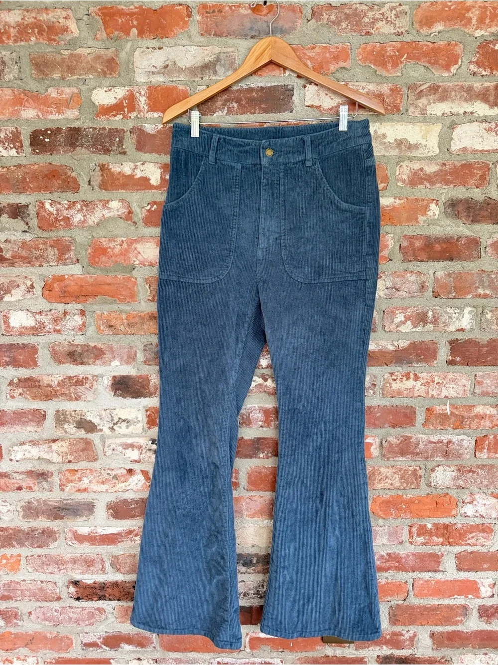 Hammies Original Blue Corduroy Bell Bottom Flare Pants 30 70s Retro